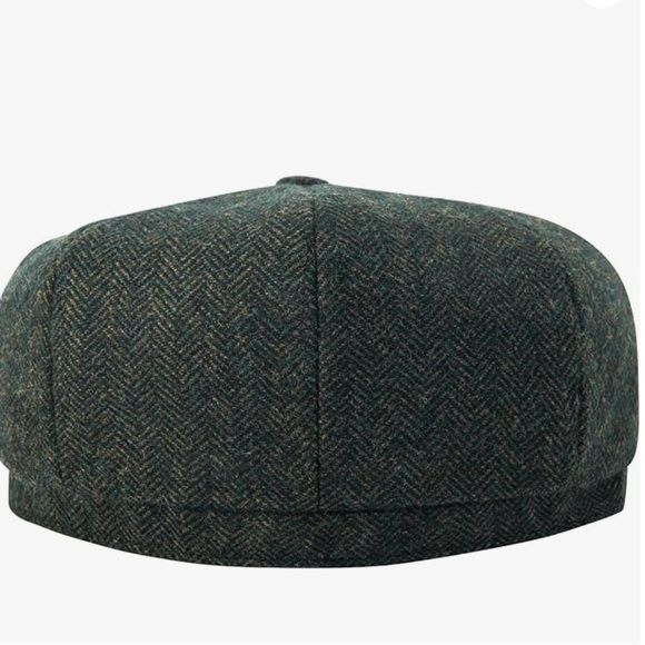 Men's 8 Panel Wool Blend Newsboy Flat Cap Herringbone Tweed Hat - Picture 4 of 6